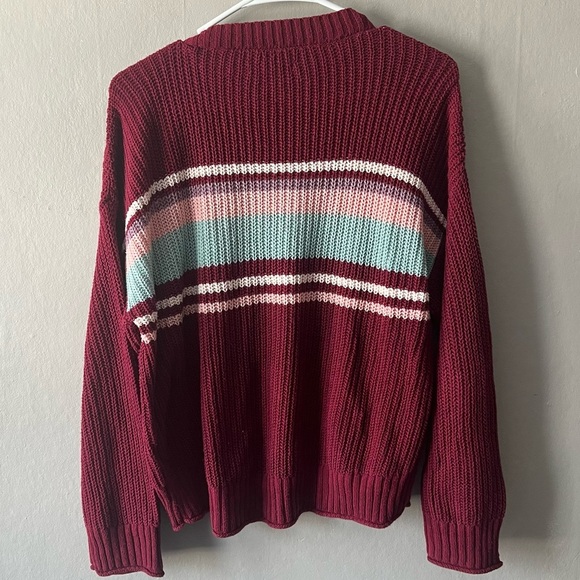 American Eagle Red Striped Knit Sweater Size Small - Picture 4 of 5